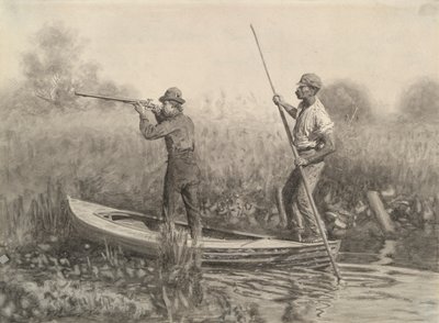 Studie for Rail Shooting from a Punt av Thomas Eakins