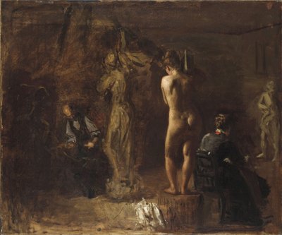 William Rush Carving His Allegorical Figure of the Schuylkill River, 1876 (olje på lerret montert på komposisjonstavle) av Thomas Eakins