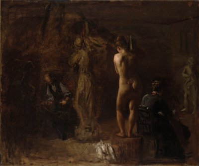 William Rush skjærer ut sin allegoriske figur av Schuylkill-elven, studie av Thomas Eakins