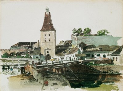 Wiener Tor – byporten i Krems (vannfarge) av Thomas Ender