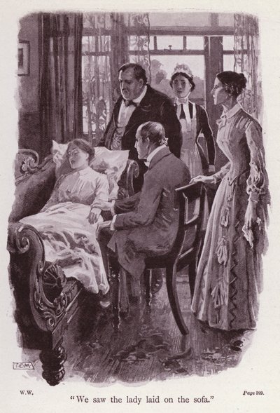 Illustrasjon for The Woman In White av Wilkie Collins (litho) av Thomas Eyre Macklin