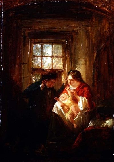 Maternal Joy (olje på panel) av Thomas Faed