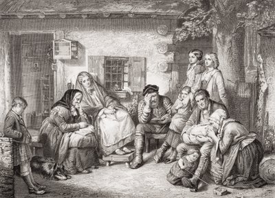 Søndag i bakskogen i Canada, fra "Illustrasjoner av engelsk og skotsk historie" bind II (se 13342) av Thomas Faed