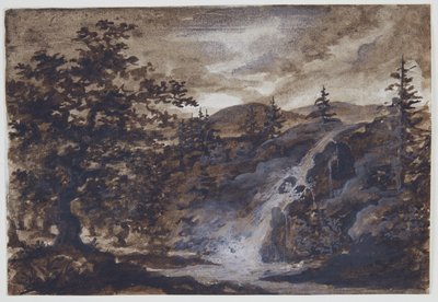 Landskap med steiner, trær og en elv av Thomas Fearnley