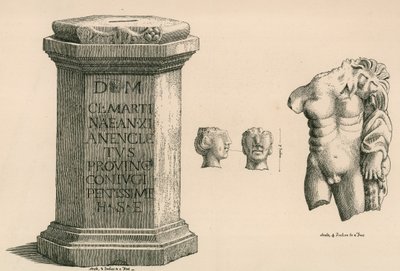 En sokkel og fragment av statuen av Hercules av romersk utførelse av Thomas Fisher Hoxton