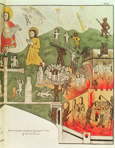 The Last Judgement, etter et originalt maleri i Chapel of the Trinity i Stratford Upon Avon, Warwickshire av Thomas Fisher Hoxton