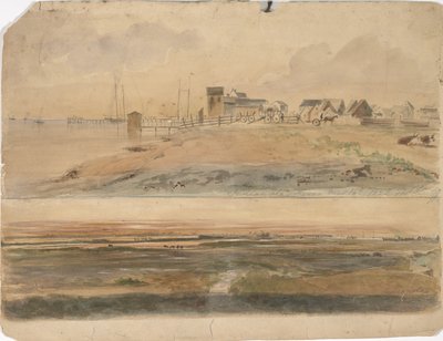 Indianola, Texas og Indianola med Lavaca Point in the Distance, 16. mai 1852 (akvarell på papir) av Thomas Flintoff