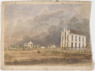 Masonic Hall, Matagorda, Texas, 21. mai 1852 (akvarell på papir) av Thomas Flintoff