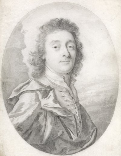 Portrett av en mann, 1699 (svart bly på vellum) av Thomas Forster