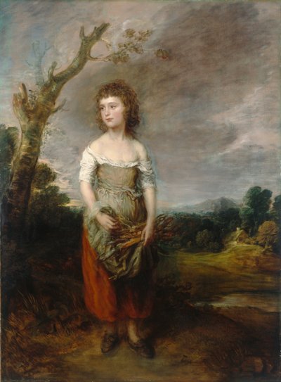 En bondepike som samler tisser i en skog av Thomas Gainsborough