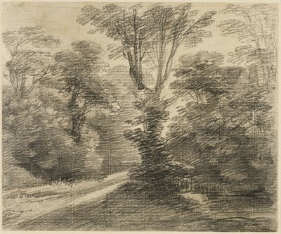 En solbelyst sti gjennom en skog av Thomas Gainsborough