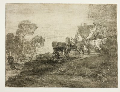 Landskap med storfe ved en hytte av Thomas Gainsborough