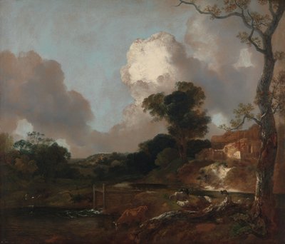 Landskap med Strøm og Weir av Thomas Gainsborough