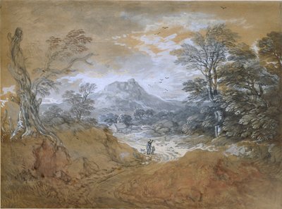 Landskap med en vei ved kanten av en skog, 1760-1765 av Thomas Gainsborough