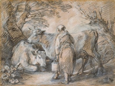 Melkepike med to kyr, midten av 1700-tallet av Thomas Gainsborough