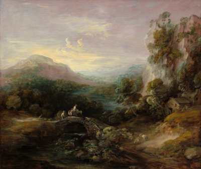 Fjelllandskap med bro, ca. 17831784. av Thomas Gainsborough