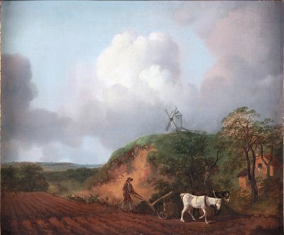 Bondepløying med to hester, 1750-1753 av Thomas Gainsborough