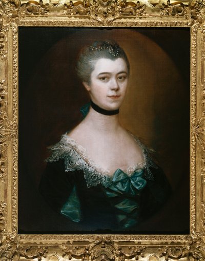 Portrett av grevinnen av Sussex, bystelengde, i en blå kjole med svarte fasader av Thomas Gainsborough
