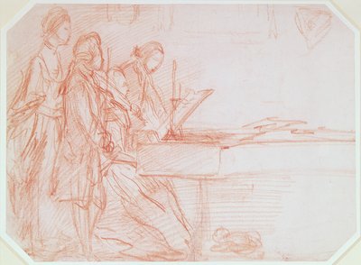 Study for a Group Portrait of a Musical Party, ca. 1770 (rødt kritt på papir) av Thomas Gainsborough