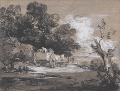 Skoglandskap med landvogn og figurer av Thomas Gainsborough
