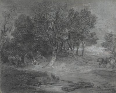 Skoglandskap med sigøynerleir av Thomas Gainsborough