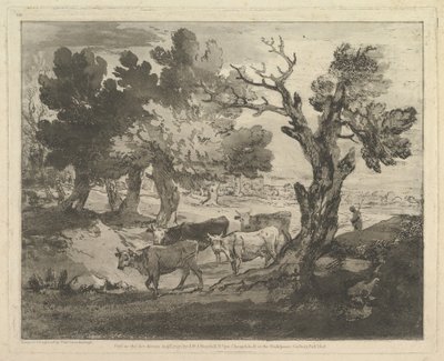 Skoglandskap med gjetere og kyr, 1. august 1797. av Thomas Gainsborough