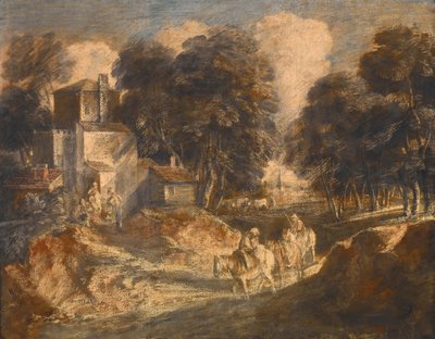 Waldlandschaft mit berittenen Bauern av Thomas Gainsborough