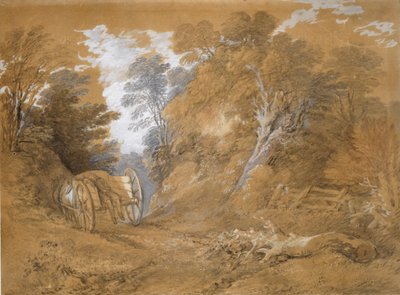 Skoglandskap med en bondegutt som sover i en vogn, 1700-tallet av Thomas Gainsborough