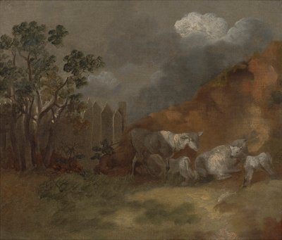 Sauer og lam ved et gjerde av Thomas Gainsborough RA