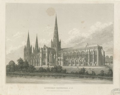 Lichfield Cathedral - South East View: gravering, nd [c 1833] (trykk) av Thomas George Lomax