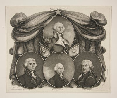 (Washington) Thomas Jefferson. - James Madison. - John Adams av Thomas Gimbrede
