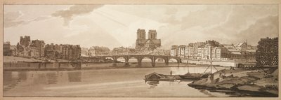 Et utvalg av tjue av de mest pittoreske utsiktene i Paris: Utsikt over Pont de la Tournelle og Notre Dame tatt fra Arsenal av Thomas Girtin