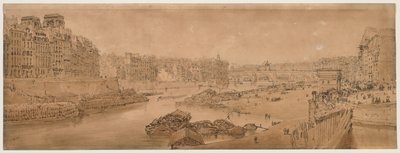 Et utvalg av tjue av de mest pittoreske utsiktene i Paris: Utsikt over byen med Louvre tatt fra Pont Marie av Thomas Girtin