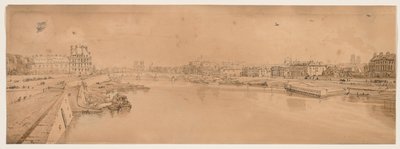 Et utvalg av tjue av de mest pittoreske utsiktene i Paris: Utsikt over Tuileriene og broen og tatt fra Pont de la Concorde av Thomas Girtin