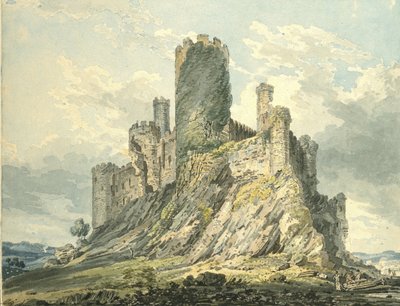 Conway Castle, ca. 1793 (akvarell, rørt med sivpennen, over indikasjoner i grafitt) av Thomas Girtin