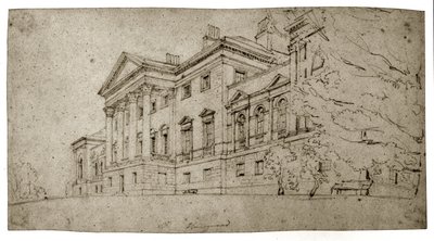 Harewood House, Yorkshire, ca. 1798 (grafitt på teksturert vevd papir) av Thomas Girtin