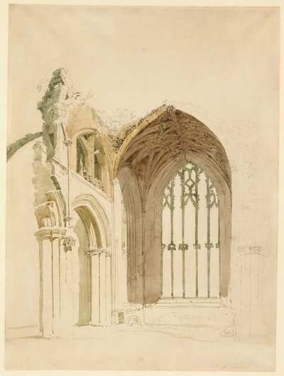 Melrose Abbey: Det østlige vinduet av Thomas Girtin