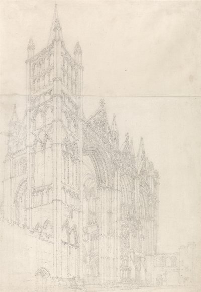 Peterborough Cathedral, Huntingdonshire, ca. 1794 (grafitt på to sammenføyde papirark) av Thomas Girtin
