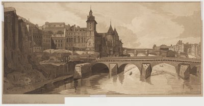 Utvalg av tjue av de mest pittoreske utsiktene i Paris: Utsikt over Pont au Change av Thomas Girtin