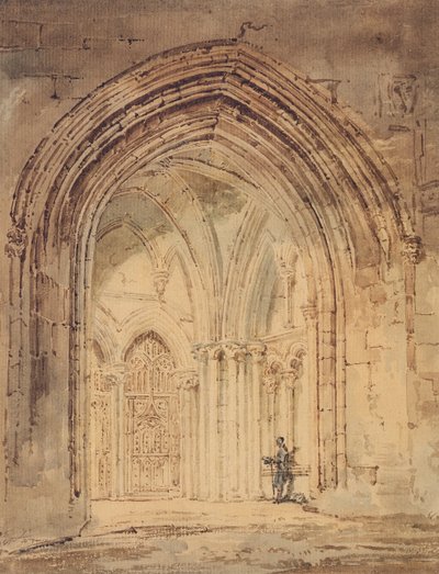 St. Alban's Cathedral, Hertfordshire, ca. 1797 (wc, penn og brunt blekk på papir) av Thomas Girtin