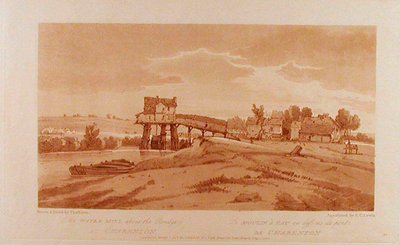Die Wassermühle über der Brücke bei Charenton av Thomas Girtin