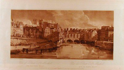 Utsikt over Pont Saint-Michel sett fra Pont Neuf av Thomas Girtin