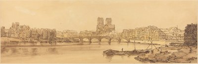 Utsikt over Pont de la Tournelle og Notre Dame tatt fra Arsnel: pl.11 av Thomas Girtin