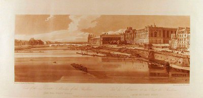Utsikt over Louvre og Tuileries-broen sett fra Pont-Neuf av Thomas Girtin