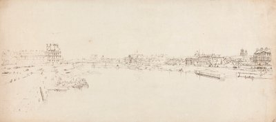 Utsikt over Tuileriene og broen tatt fra Pont de la Concorde av Thomas Girtin