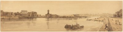 Utsikt over landsbyen Chaillot fra Pont de la Concorde: plansje 17 av Thomas Girtin