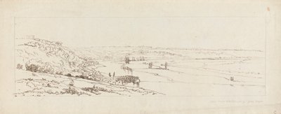 Utsikt over vannverket ved Marly og St. Germain-en-Laye sett i det fjerne av Thomas Girtin