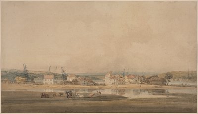 Landsby ved et elvemunning i Devon av Thomas Girtin