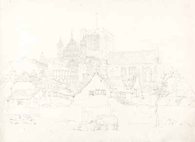 Winchester Cathedral, fra Nord-Øst, ca. 1795 (grafitt på lagt papir) av Thomas Girtin