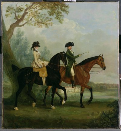 The Hon. Marcia Pitt rir med sin bror, Hon. George Pitt (senere 2nd Lord Rivers) i Park of Stratfield Saye House, 1782 av Thomas Gooch